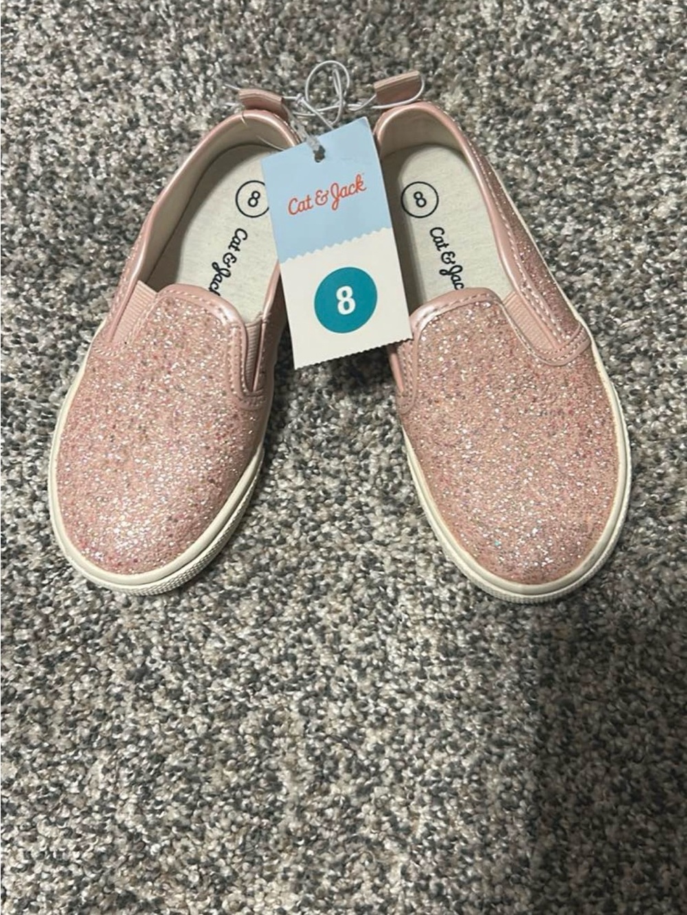 Cat & Jack Rose Pink Glitter Slip-On Sneakers